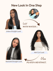 13x4 Bye Bye Slip? Wet and Wavy 2-in-1 Straight to Water Wave Human Hair Wig With Invisi Drawstring