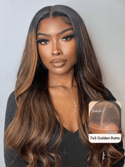 [16"-24"] Bye-Bye Knots Wig 7x5 Glueless Lace Balayage Highlight Body Wave Wig 150% Density Hot Seller