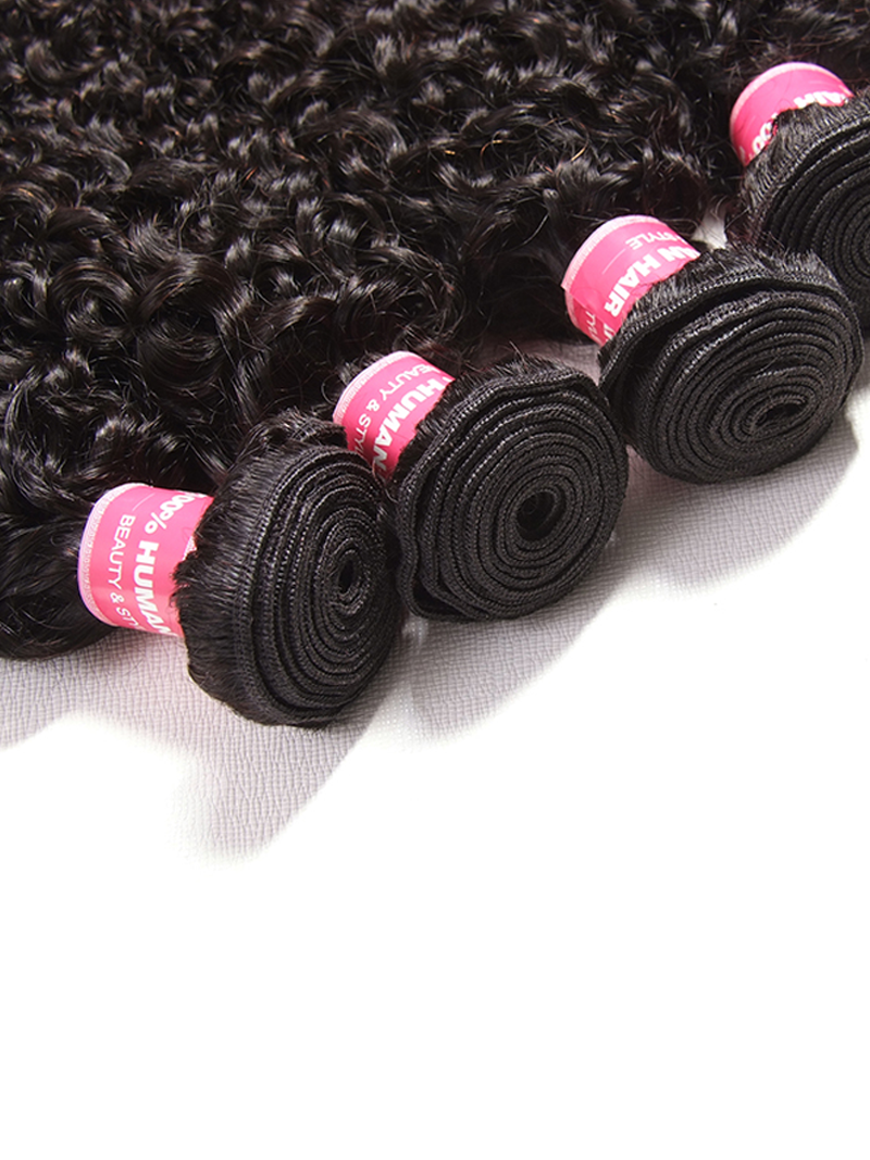 Hair 4pcs Human Jerry Curly Hair With Lace Frontal