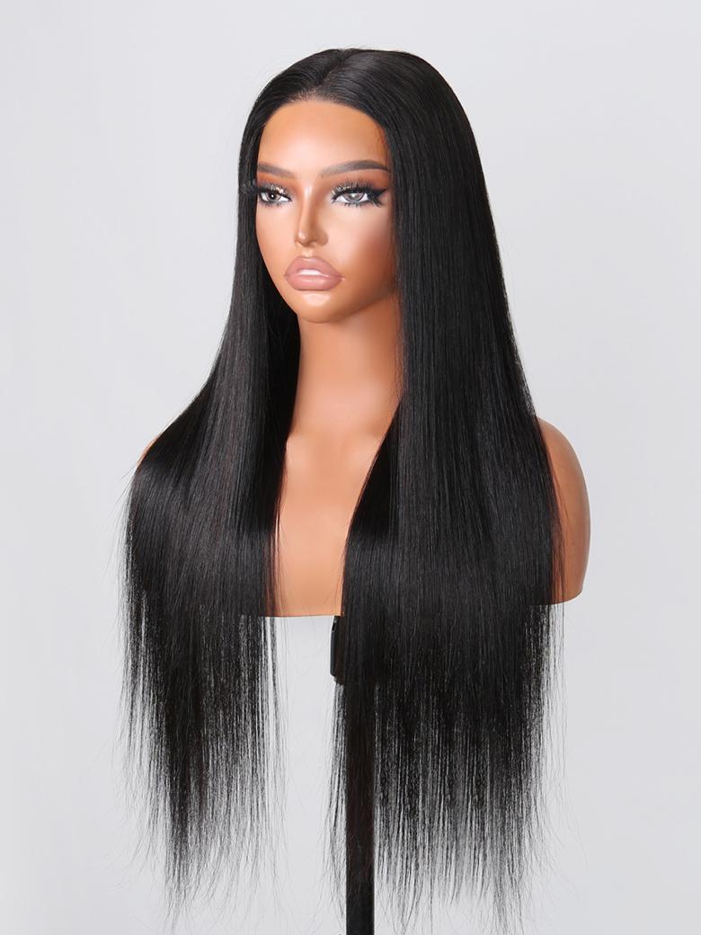 Put On And Go Glueless And Secure 5x5 Pre Cut Clear HD Lace 150% Density Glueless Straight Black Air Wig
