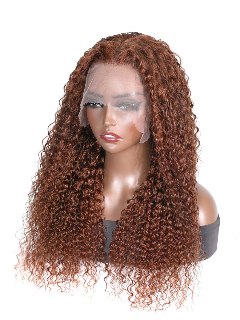 [From 18"] 13x4 Pre-everything Lace Front Wig Ginger Color Curly Human Hair Wig