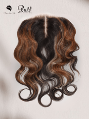 Light Brown & Golden Blonde Highlights Body Wave Replaceable Lace Closure For Magic Lace Wig
