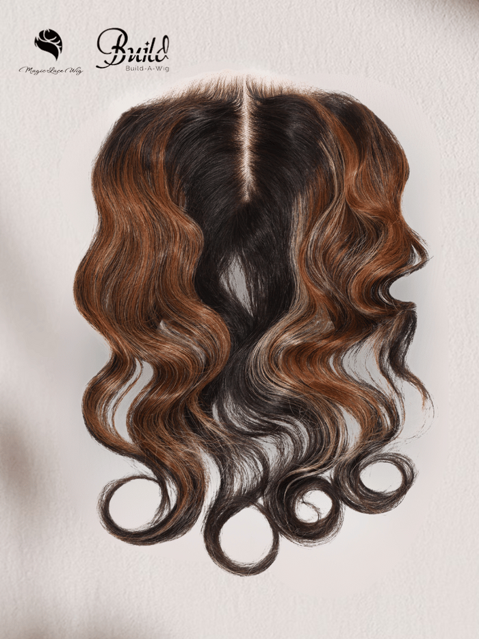 Petaluxe Light Brown & Golden Blonde Highlights Body Wave Replaceable Lace Closure For Magic Lace Wig