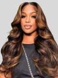Petaluxe Brown Balayage 13x4 Lace Closure With 3Pcs Body Wave Bundles