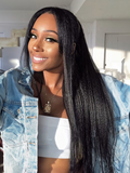 Petaluxe [From 20"] 6x4.5 Pre Cut Lace Straight Black Wig With Breathable Cap 150% Density