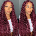 Petaluxe 99j Hair Color Curly Lace Part Wigs Real Hair Wig for Sale