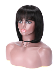 Short Bob Wig With Bang Black Wig Machine Made Straight Hair Wig