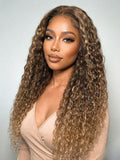 Petaluxe 13x4 Bye Bye Slip? Lace Frontal Honey Brown To Golden Blonde Ombre Water Wave Wig with Invisi Drawstring