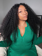 Glueless V Part Beginner Friendly Wig Natural Scalp Curly Human Hair Wig