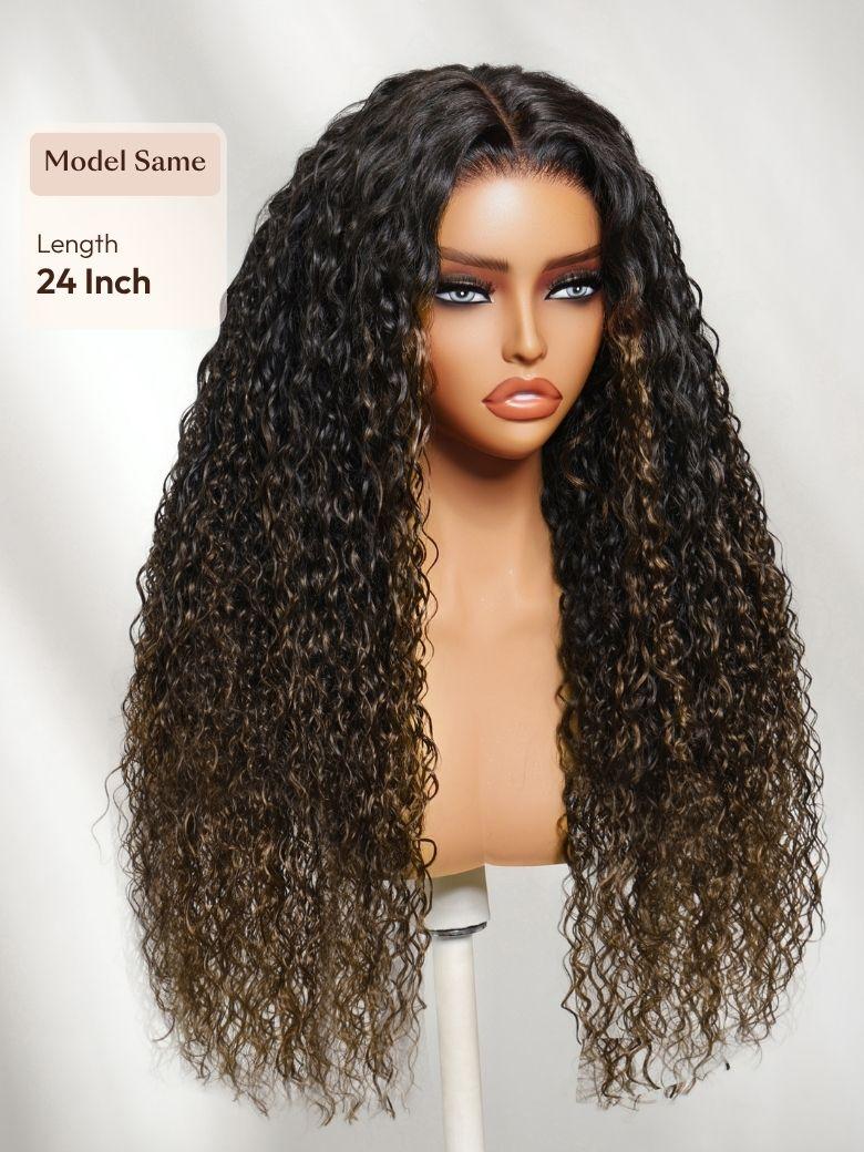 7x5 Bye Bye Knots & 13x4 Pre-Everything? Lace Frontal Natural Black Water Wave Curly Drawstring No Baby Hair