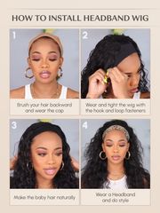 Balayage Highlight Ombre Color Body Wave Headband Wig 150% Density