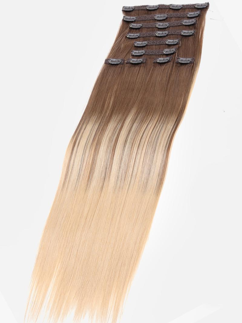Ash Blonde & Strawberry Blonde Ombre Human Hair Clip In Extension