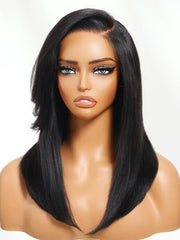 Bye-Bye Knots 7x5 Lace Yaki Straight Wig with Side Swept Bangs