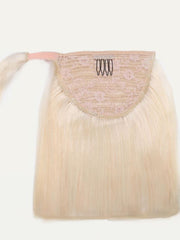 Ash Blonde Straight Clip In Ponytail Extension Human Hair