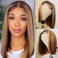 Petaluxe 13x4 Lace Front Ombre Color Highlight Straight Bob Wigs