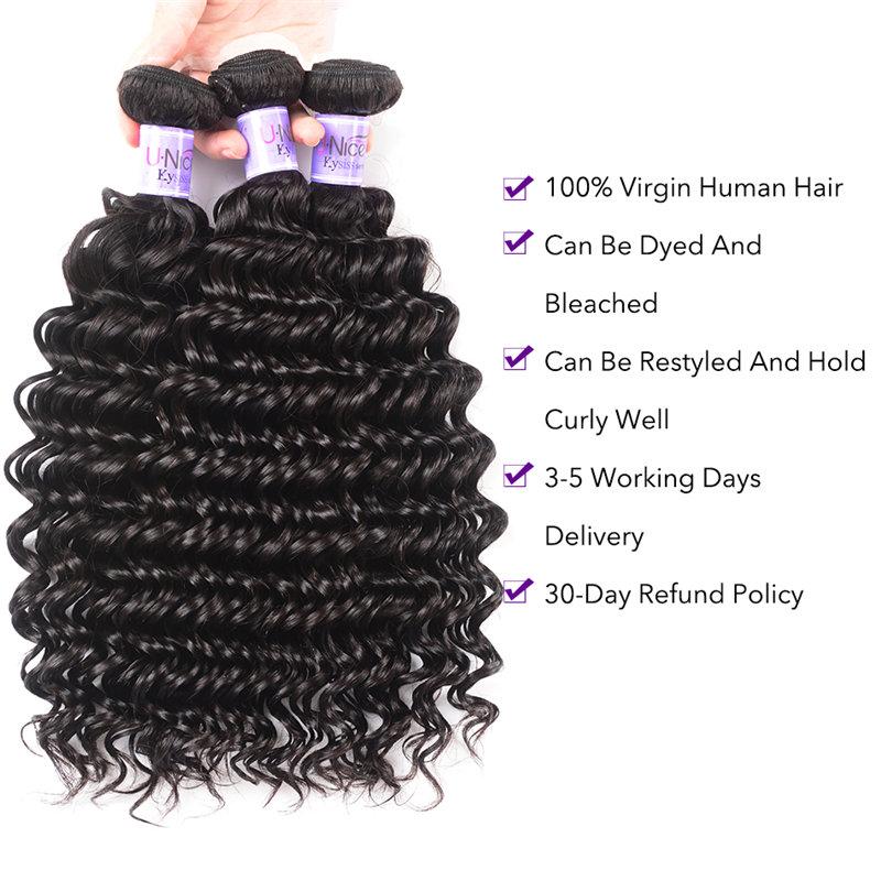 3 Bundles Indian Deep Wave Human Hair Kysiss Series