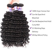 Brazilian Deep Wave Hair Extensions Human Hair Bundles 4pcs/Lot Kysiss Series