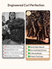 100% Human Hair Glueless Curly Wig With Defined Finger Coil Ends Bye-Bye Knots? 7x5 Lace Black to Chestnut Brown Ombre Drawstring Wig