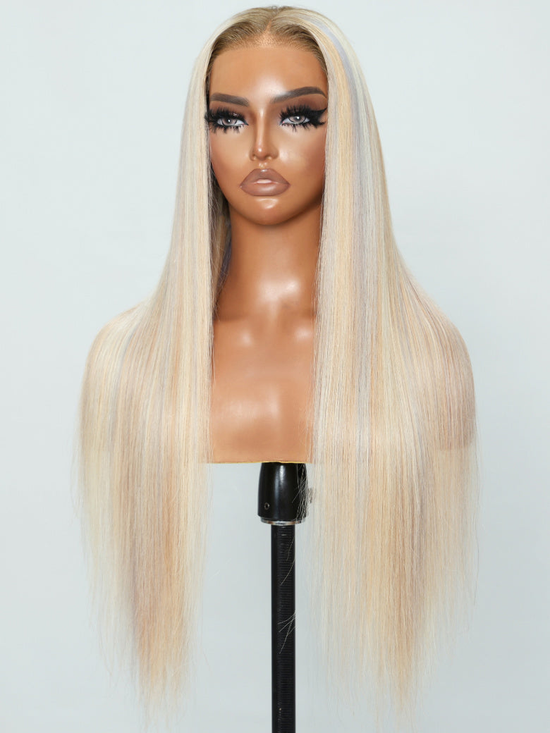 Crownmecutie Approved Put On And Go 6x4.5 And 13x4 613 Blonde Lace Front Straight Wig With Bleached Knots