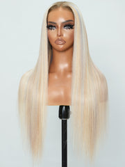 Crownmecutie Approved Put On And Go 6x4.5 And 13x4 613 Blonde Lace Front Straight Wig With Bleached Knots