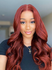 Dark Auburn Body Wave Remy Human Hair 4 Bundles With Closure Deal