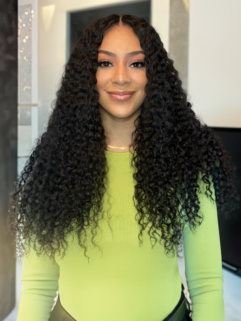 Jerry Curly Hair 4 Bundles with Upgrade T Part Closure Middle Part Virgin Hair for Women