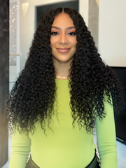 Jerry Curly Hair 4 Bundles with Upgrade T Part Closure Middle Part Virgin Hair for Women