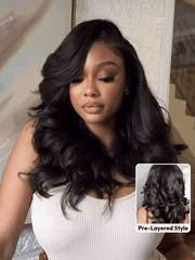 Bye-Bye Slip? Wig Feathered Layer Left Side Part 200% Density Wig with Secure Silicone Strips and Drawstring