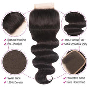Hair Unprocessed Body Wave Hair 3 Bundles With 4x4 Lace Closure