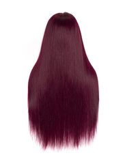 Lace Part 99J Pre Plucked Burgundy Virgin Straight Hand Tied Hair Line Wig