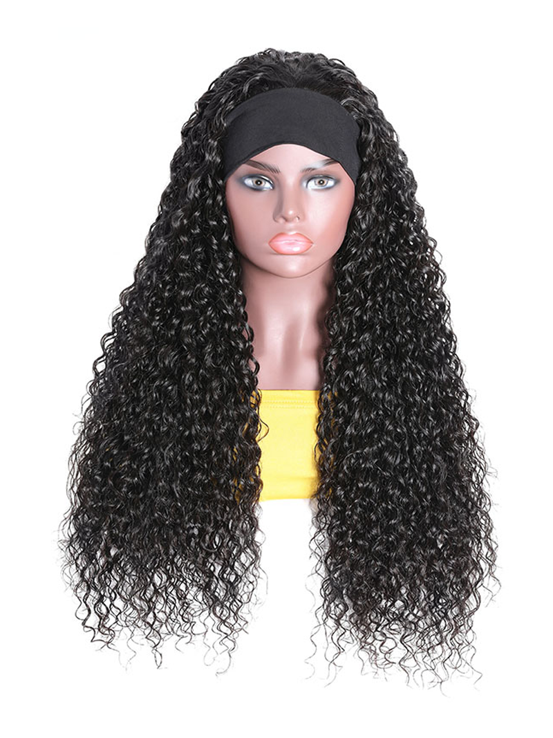 Hair Headband Scarf Hair Wig Curly Virgin Human Hair Glueless Wigs No plucking wig for women Virgin Hair Non Lace Front Wig