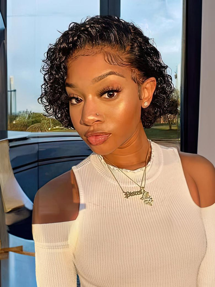 Petaluxe 13x1 Sheer Natural Curly Pixie Cut Wig