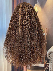 13x4 Lace Frontal Honey Blonde Curly Human Hair Wigs