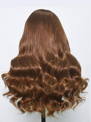 [From 20"] 13x4 Lace Front Golden Brown With Flaxen Highlights Loose Wave Wig 150% Density Only for US
