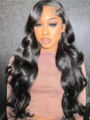 Glueless Crystal Lace 13x6 Glueless HD Lace Front Body Wave Wigs Pre Plucked with Baby Hair 180% Density