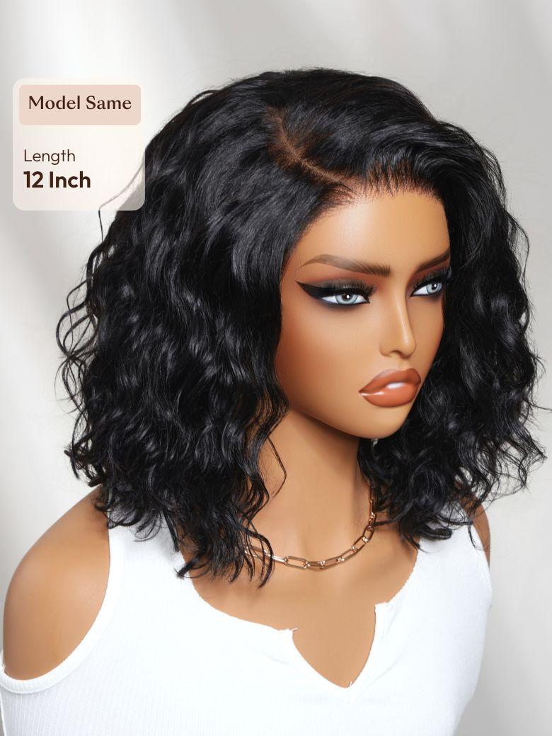 Bye-Bye Slip? 6X4 Minimalist Lace "C" Side Part Loose Wavy Bob 220% High Density Wig