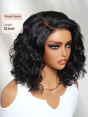 Bye-Bye Slip? 6X4 Minimalist Lace "C" Side Part Loose Wavy Bob 220% High Density Wig