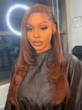Petaluxe [$17 Limited!] 13x4 Lace Front Wig Chocolate Brown Feathered Layered Cut Straight Hair