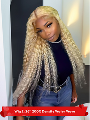 24''-26'' High Density Blonde Straight Curly Wave & Water Wave 13x4 Lace Front Wig Pre Plucked Natural Hairline Can Be Dyed