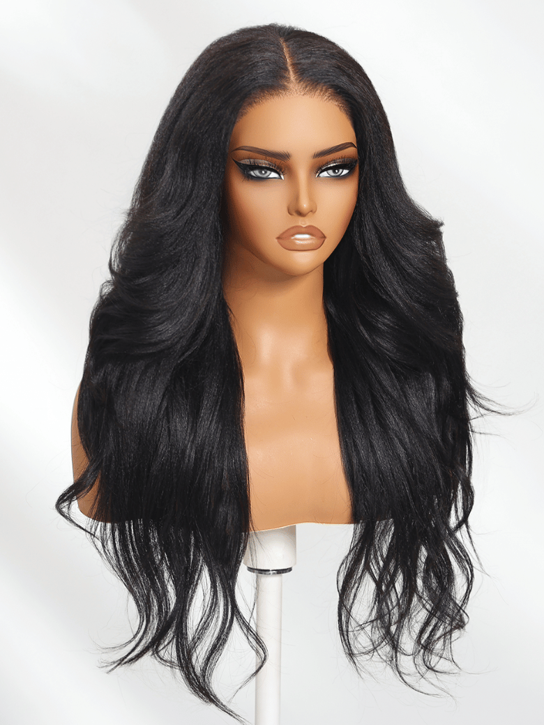 Bye-Bye Knots 7x5 Lace Black Yaki Soft Layered Wig