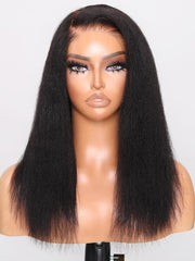 6x4.5 Pre-Cut Lace Yaki Straight Air Wig Put On And Go Glueless Wig 150% Density
