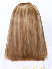 6x4.5 Pre Cut Lace Glueless Bob Wig Honey Blonde Highlights 150% Density