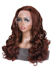 Reddish Brown Transparent 13x4 Lace Body Wave Real Human Hair Lace Front Wig Perfect Color For Deeper Skintones