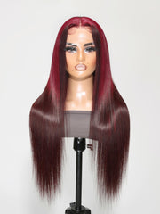 13x4 Lace Front Burgundy Reverse Ombre Cherry Red Straight Wig