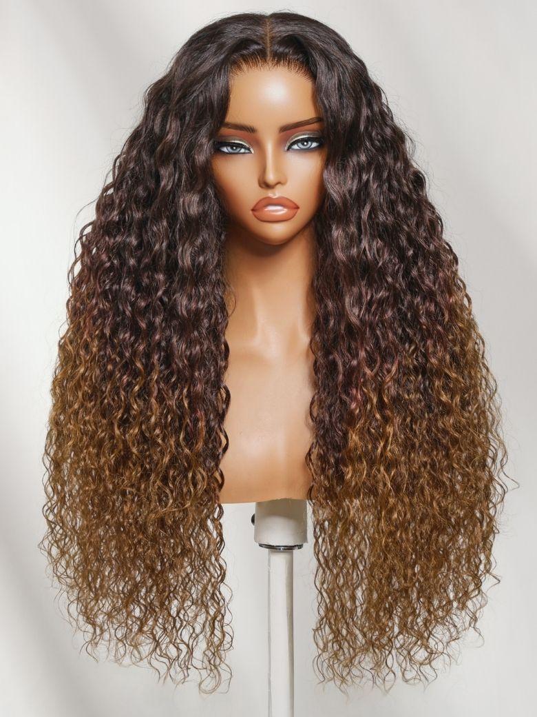 13x4 Lace Front Honey Blonde Highlights Water Wave Pre-Everything Wig With Invisible Knots