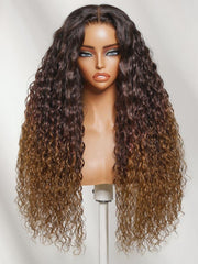 13x4 Lace Front Honey Blonde Highlights Water Wave Pre-Everything Wig With Invisible Knots
