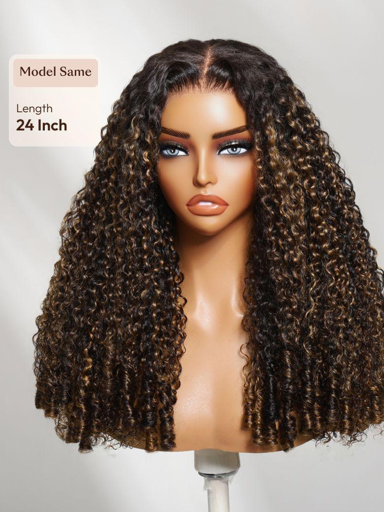 Mixed Texture Bye-Bye Knots? 7x5 Lace Natural Black Jerry Curly Wig with Defined Finger Coil Ends