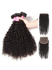 Hair 3 Bundles Jerry Curly Hair Weave With Closure