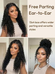 13x4 Pre Everything? Pre-Cut HD & Transparent Lace Front Water Wave Drawstring Wig With Baby Hair