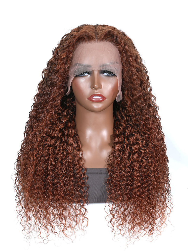 [From 18"] 13x4 Pre-everything Lace Front Wig Ginger Color Curly Human Hair Wig